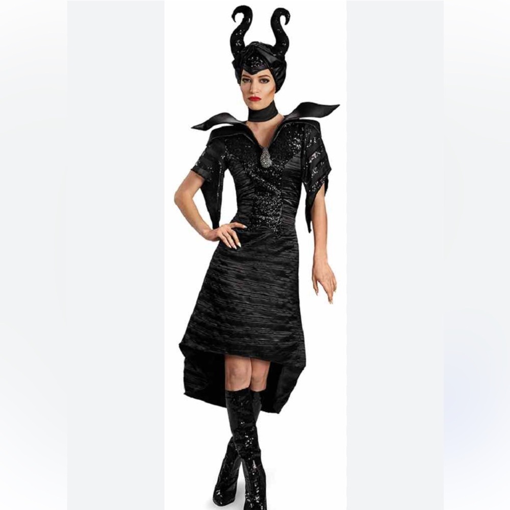 Disney Maleficent Deluxe Costume dress - Black villains S 4-6 Halloween NEW